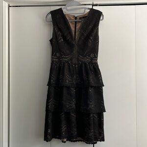 BCBG Black Tiered Ruffle Cocktail Dress, sz 4